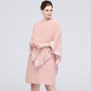 Blush Asymmetric Cape One Shoulder Dress 14W